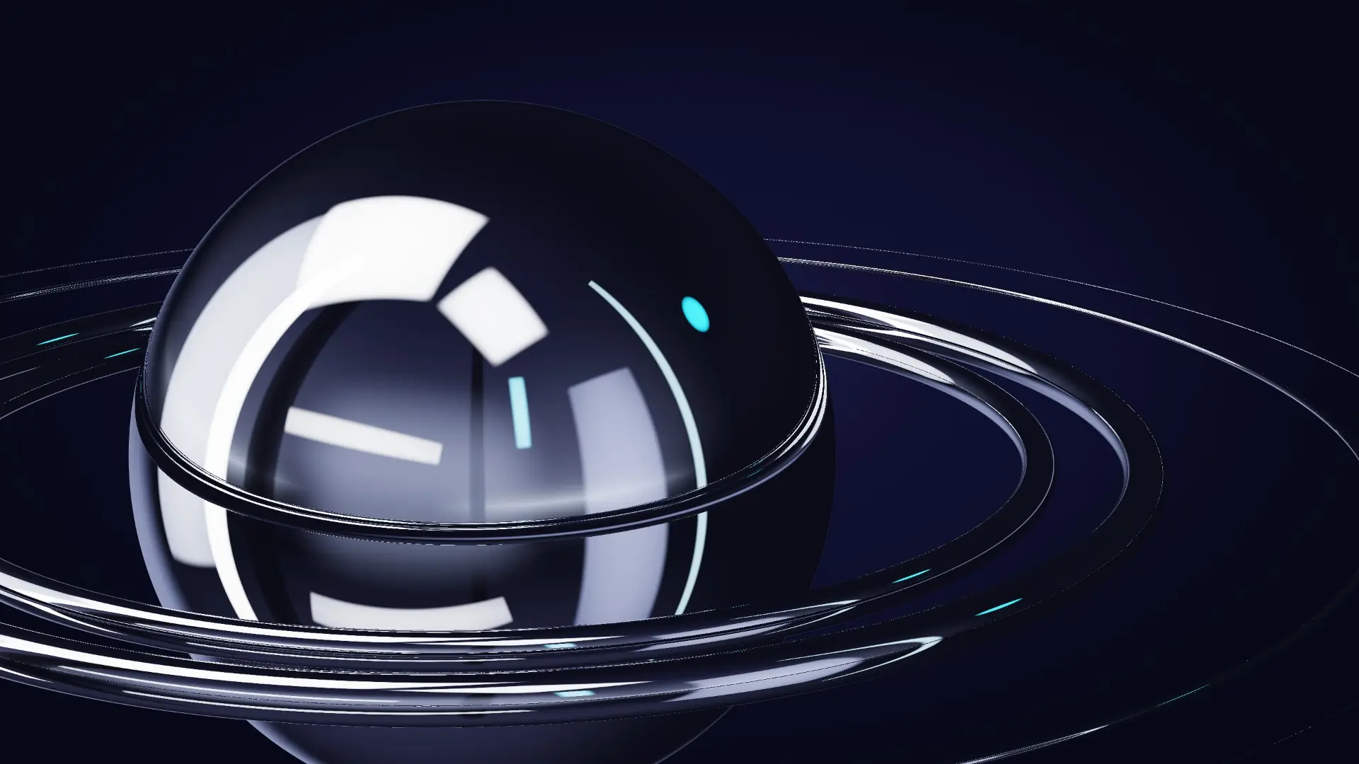 A chrome sphere sending rings across mercury — a close-up
