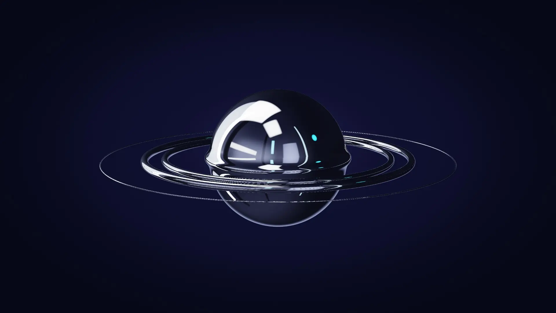 A chrome sphere sending rings across mercury — from the other side