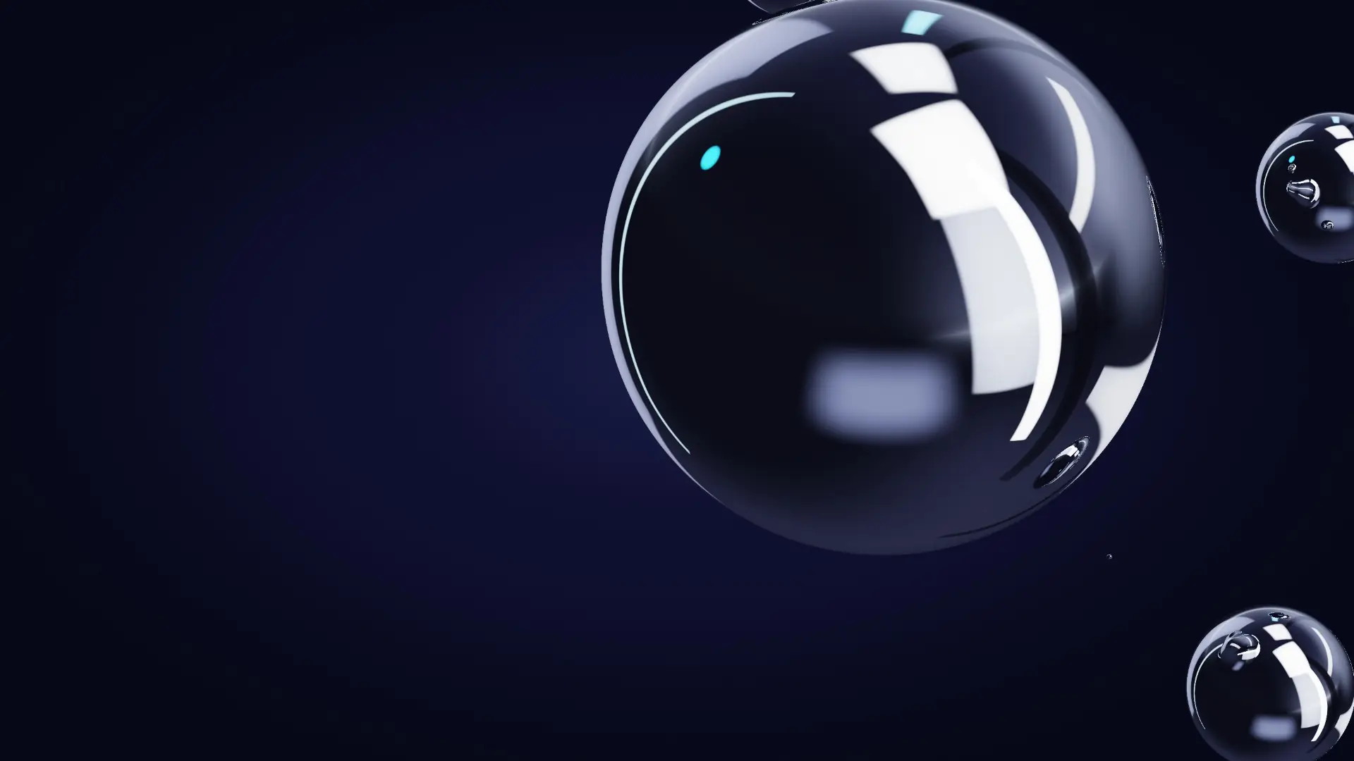 Liquid-chrome droplets merging into one core — a detail
