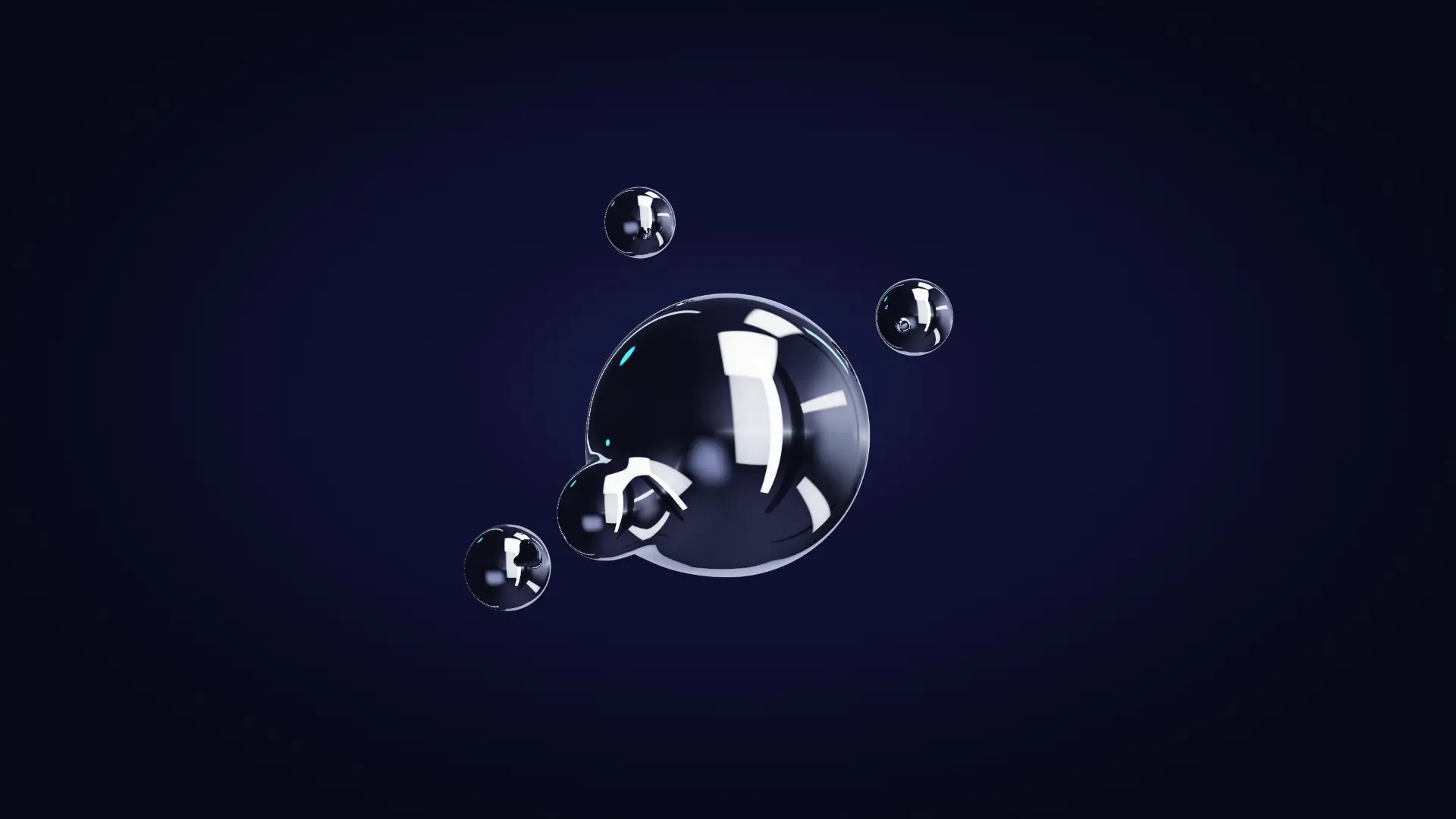 Liquid-chrome droplets merging into one core — from a low angle