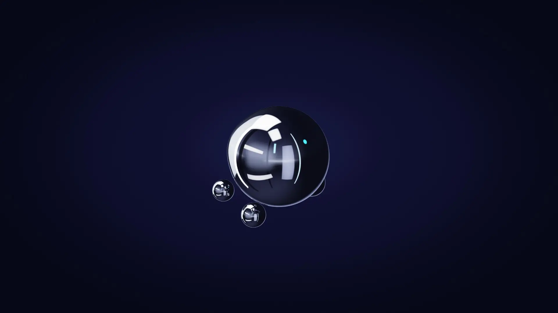 Liquid-chrome droplets merging into one core — from the other side