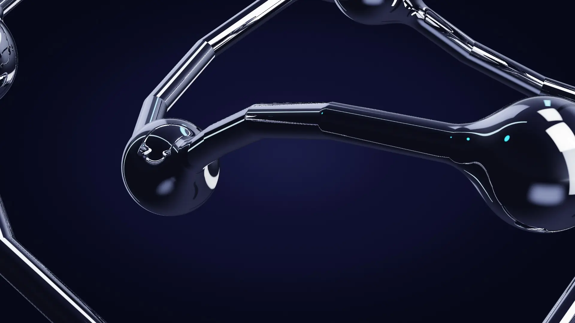 Chrome beads travelling a closed rail — a detail