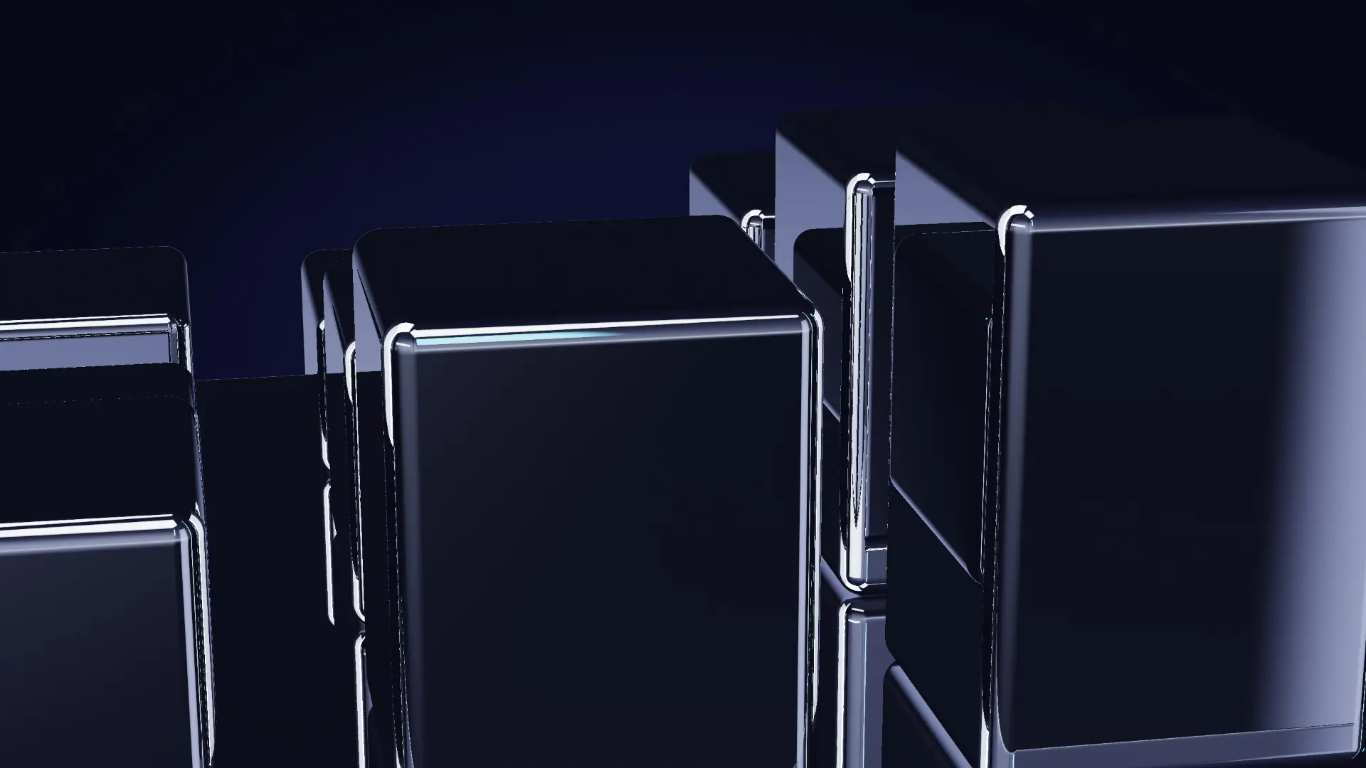 Chrome modules rising from one base — a close-up