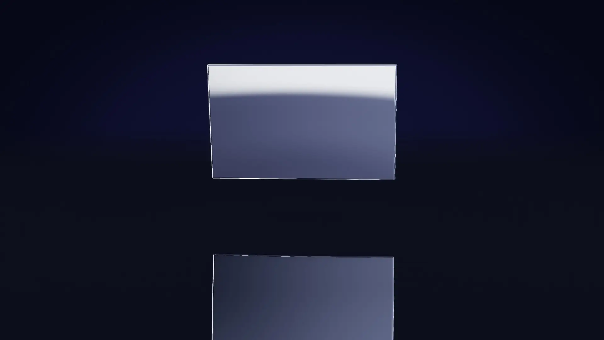 A chrome sheet over a mercury mirror — from behind, edge-lit
