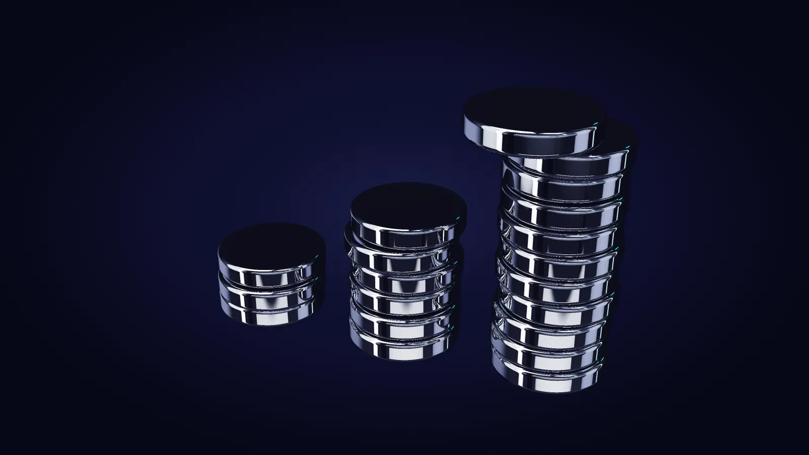 The stacks of chrome discs from above