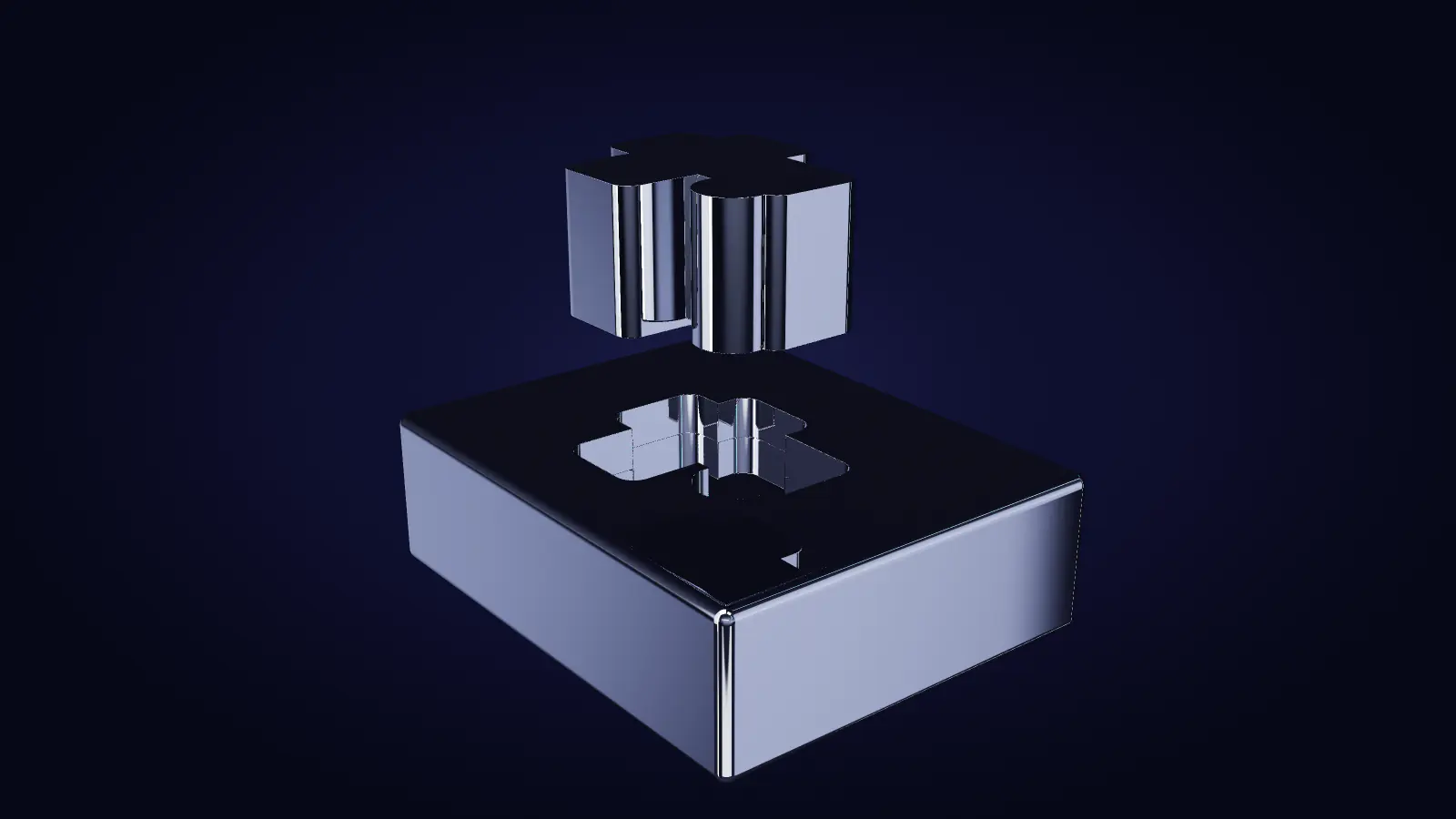 The fitted piece above its socket, from the front