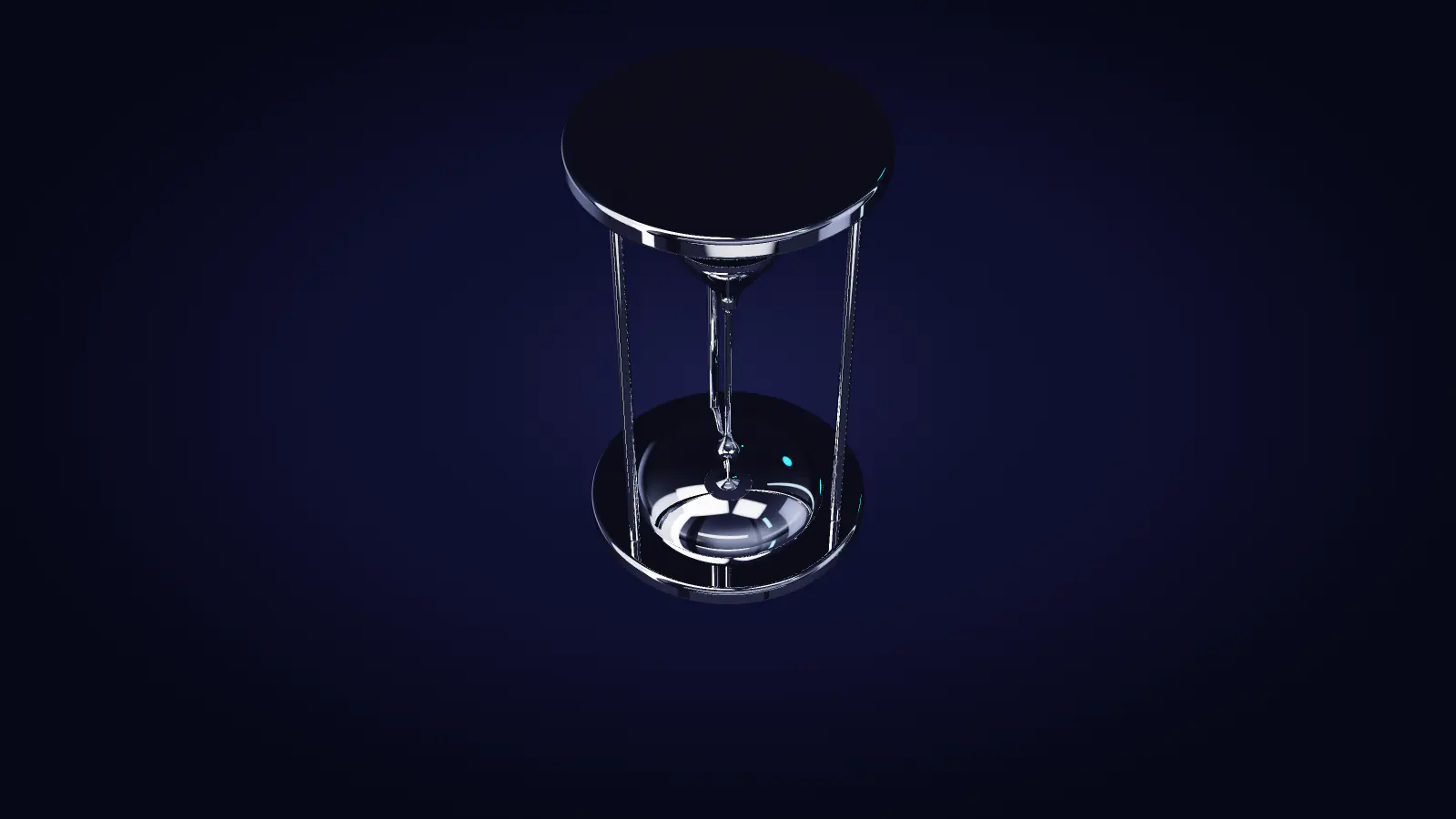 The hourglass from above, mercury gathering below