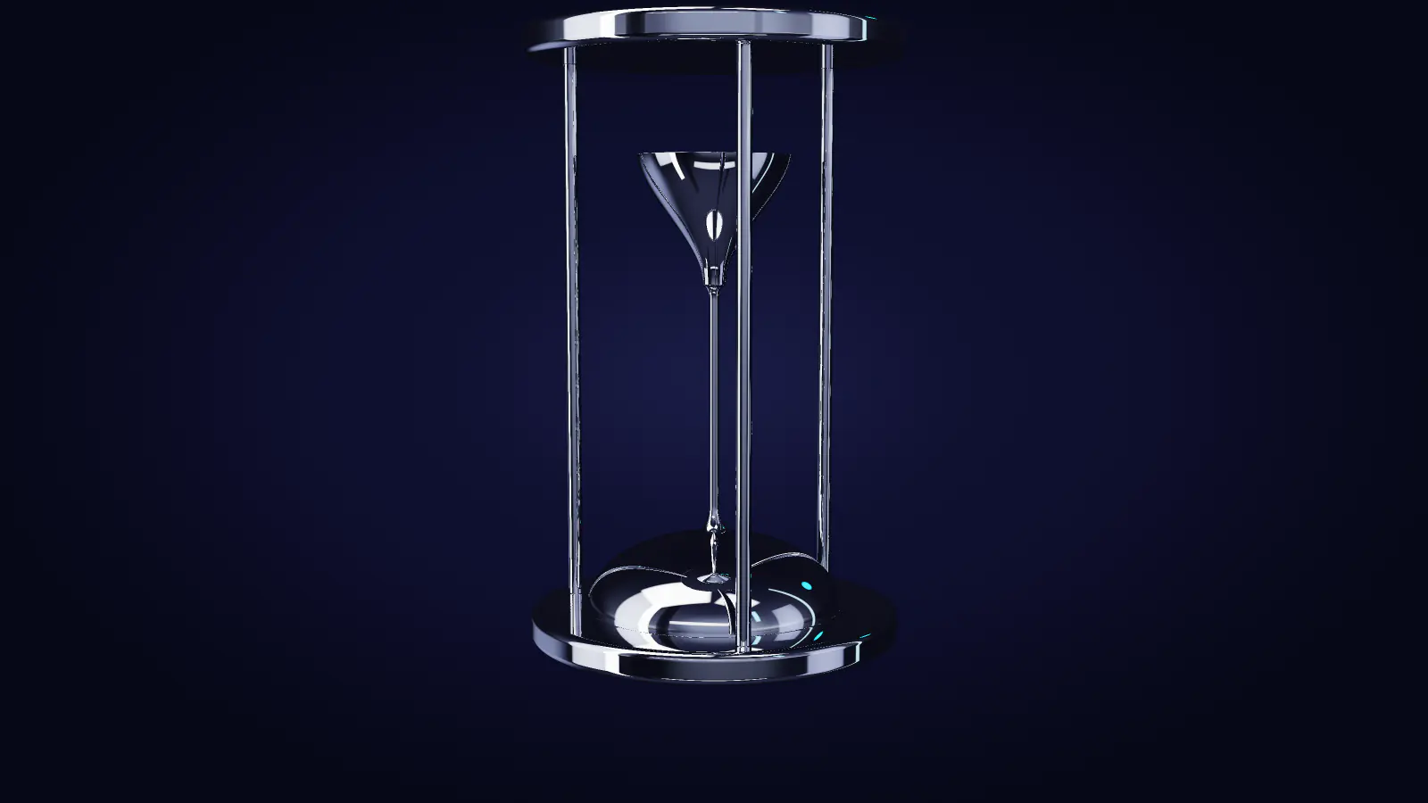 The hourglass from the side, the thread of mercury and the mound below