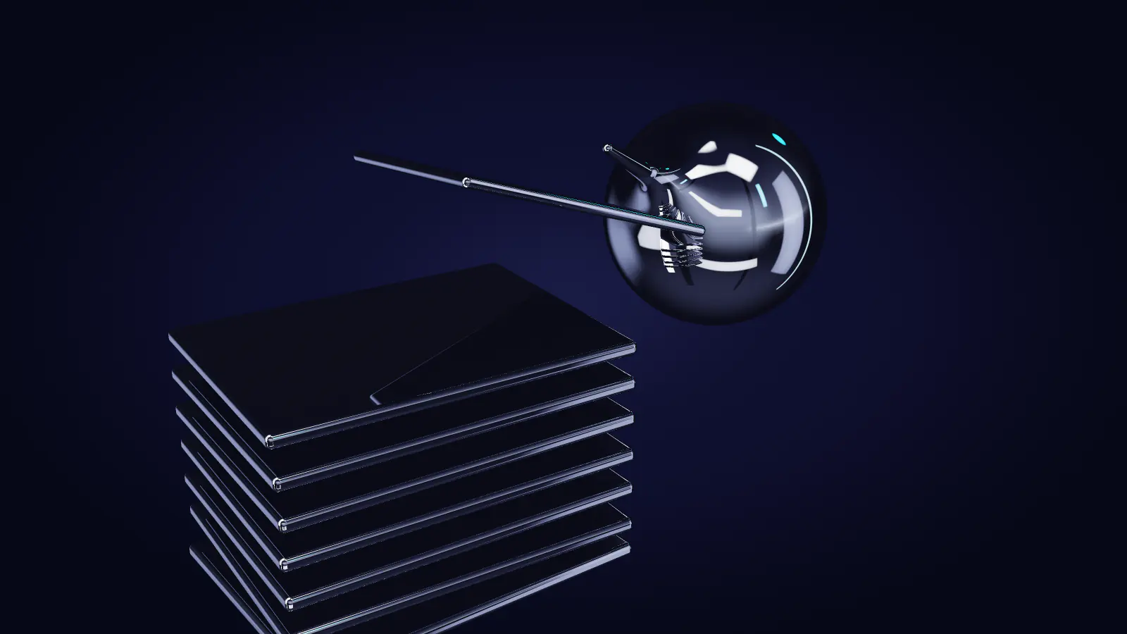 The sphere and the lifted leaf, from the side
