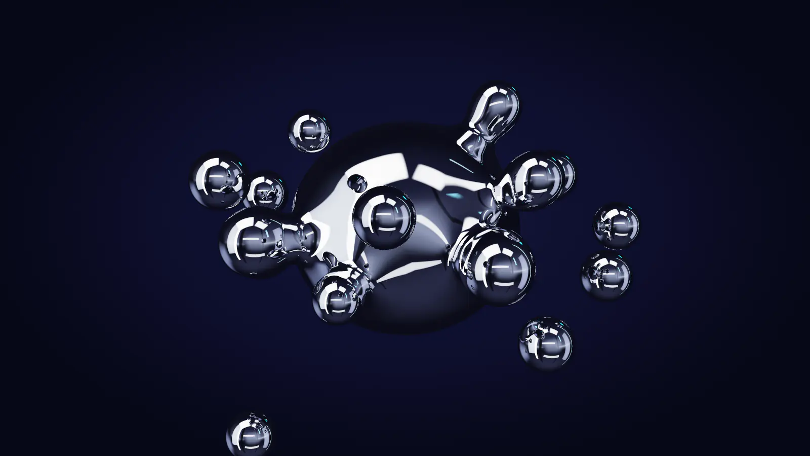 Small chrome drops from every side merging into one form